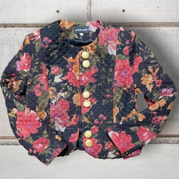 Vintage floral quilted crop blazer - Picture 2 of 4